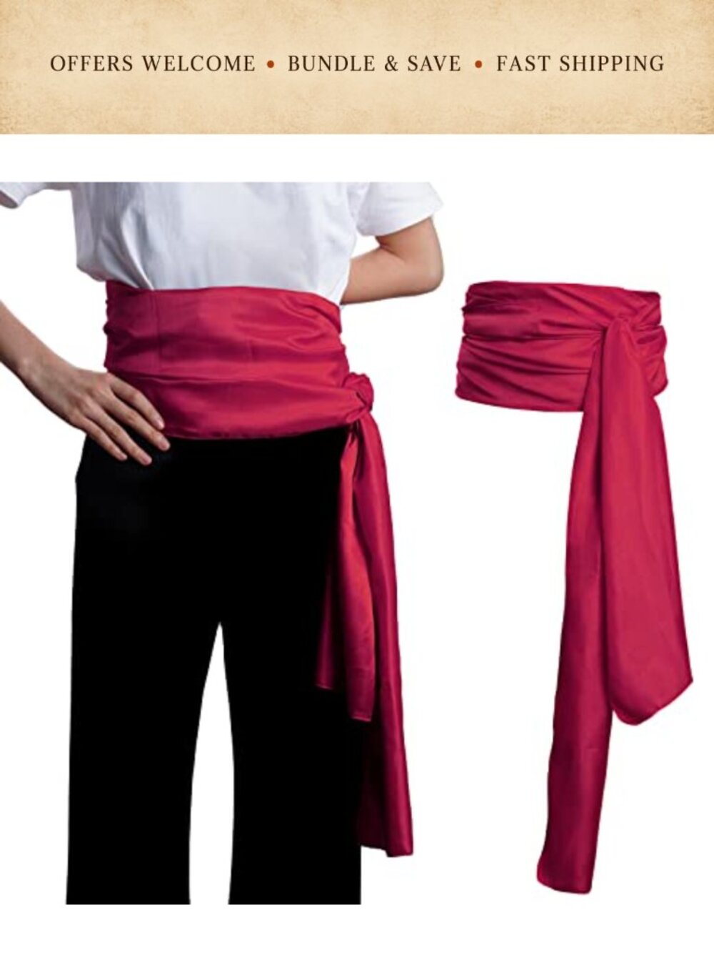 Satin Pirate Sash Medieval Renaissance Large Costume Belt